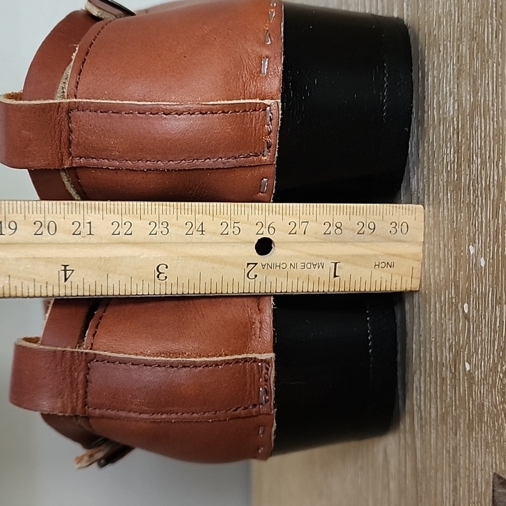 Sven Tan Leather Clog Mules with Ankle Strap - Picture 11 of 12